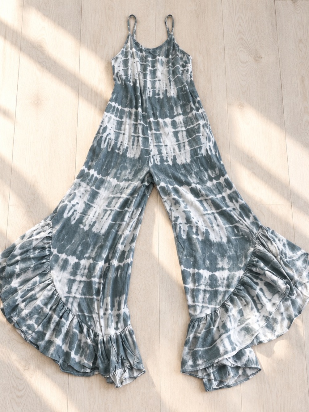 Jayne Tie-Dye Ruffle Maxi Jumpsuit Womens size small Jumper